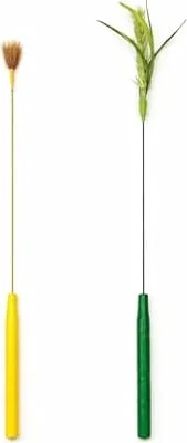 ZAYLUMO 猫じゃらし 2本セット 羽根おもちゃ 小さな羽根先とロングフェザー しなやかワイヤー 室内猫用 近距離で遊びやすい 手持ちタイプ