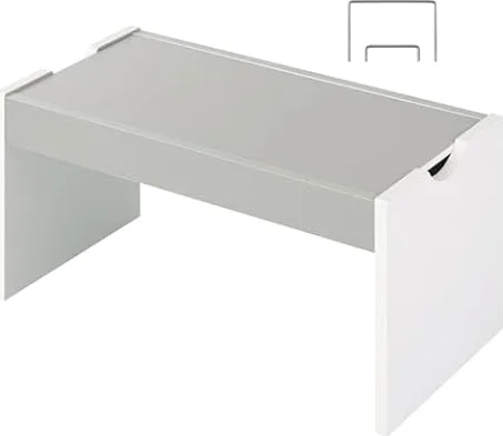 ぼん家具 キッズテーブル プレイテーブル 木製 収納付き 幅90×奥行45.1×高さ45.1cm 天板 ワイド リバーシブル 子供机 グレー×ホワイト