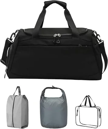 ジムバッグ メンズ ボストンバッグ 30L サブバッグ3点セット付き 【防臭防汚】【シューズ収納ポケット付き】 トレーニングバッグ スポーツ ジム フィットネス ゴルフ 旅行 出張 (ブラック)