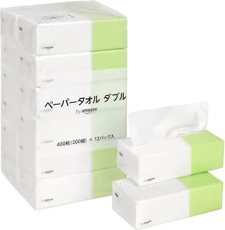 by Amazon ペーパータオル ダブル ホワイト FSC認証紙 400枚(200組) 12パック入