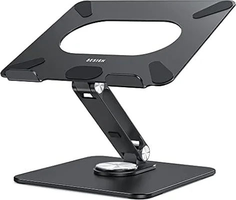 BESIGN LSX7 ノートパソコンスタンド 360度回転ベース 人間工学に基づいた調節可能なノートブックスタンド ライザーホルダー コンピュータースタンド 10~15.6インチのノートパソコンに対応 (ブラック)