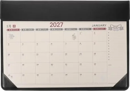 SEWACC 大型デスクパッドカレンダー - 2027年カレンダー（デスクトップマット付き） - PUレザー製コンピューターマット（小物整理用、学校・オフィス・プランニング用、17x12インチ）
