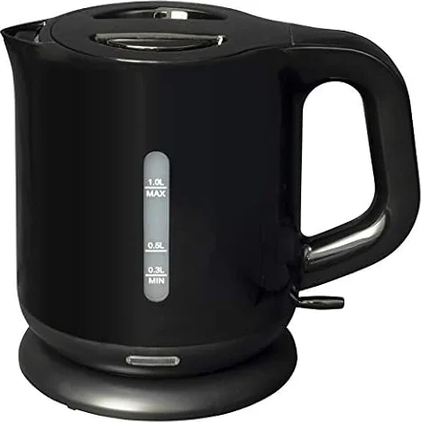 [山善] 電気ケトル 電気ポット 1.0L 一人暮らし 二人暮らし コンパクト 沸騰自動OFF機能付き ワンタッチ操作 ブラック DKE-100(B)