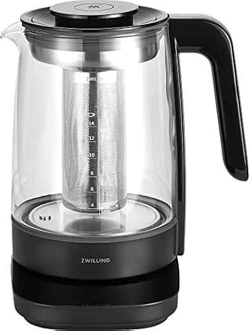 ZWILLING Enfinigy ガラスケトル 1.7L ティーケトル 6つのプリセット温度で完璧なカップ ティータイマー ブラック