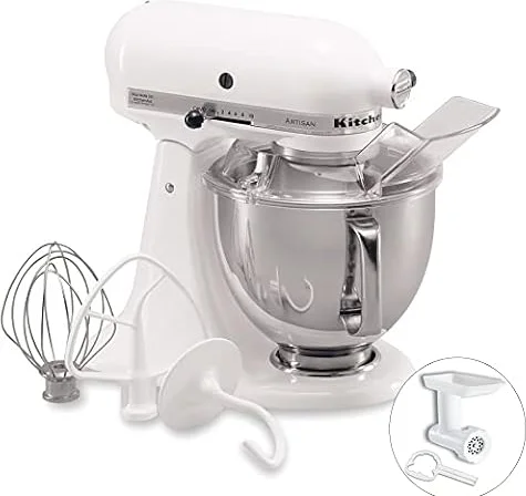 【国内正規輸入品】 キッチンエイド(Kitchen Aid) スタンドミキサー KSM160+フードグラインダー+注入用カバー付き(ホワイト)