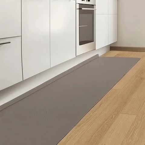 DIHACOZ キッチンマット 拭ける【L型を革新-隙間防汚対策】45x240cm 低反発 滑り止め 防音 防水 6mm 分厚 PVCマット 洗える い北欧 おしゃれ 高級 ブラウン