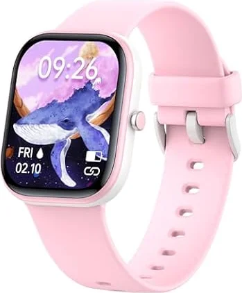 キッズスマートウォッチガールズボーイズ、子供用フィットネストラッカーウォッチ、Kids Smart Watch、1.5インチDIYダイヤル、複数のスポーツモード、 歩数計、IP68防水、iOS・アンドロイド対応、天気 輝度調整、USB充電式、 目覚まし時計、多言語 多種機能付き 日語説明書付き 誕生日プレゼント、女の子男の子用おもちゃギフト、6～14歳 (ピンク/Pink)