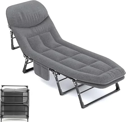 ANYATE 折りたたみ簡易ベッド 室内外兼用 6段階調整コット アウトドア キャンプ 耐荷重200kg 組み立て不要 ほこりカバー付き (グレー)
