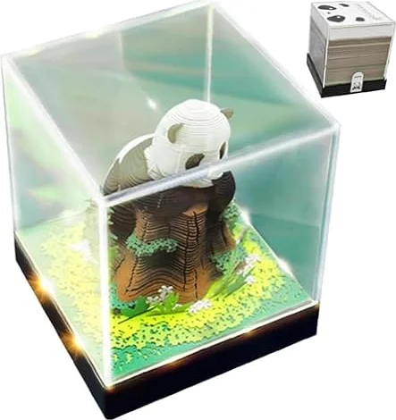 パンダ メモパッド タイムピースカレンダー Ledライト付き 3d クリエイティブ デスクカレンダー カレンダー 彫刻 家庭用 学校 オフィス用