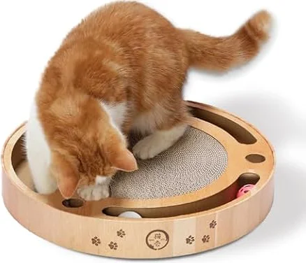 猫壱 バリバリパッドコロコロボール サークル 爪研ぎ 猫おもちゃ ライトブラウン