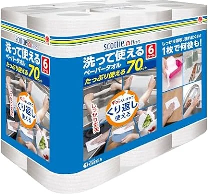 キッチンペーパー 洗って使えるペーパータオル 70カット 6ロール 無地 洗える スコッティ