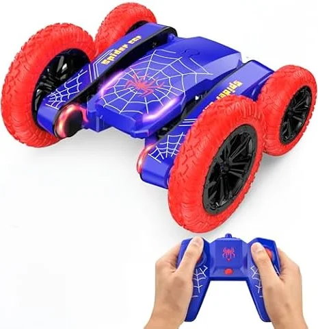DEERC 子供向け スタントラジコンカー 4WD 両面走行 360°回転 変形可能 LEDライト 最大45分走行 2.4GHz RCカー DE84